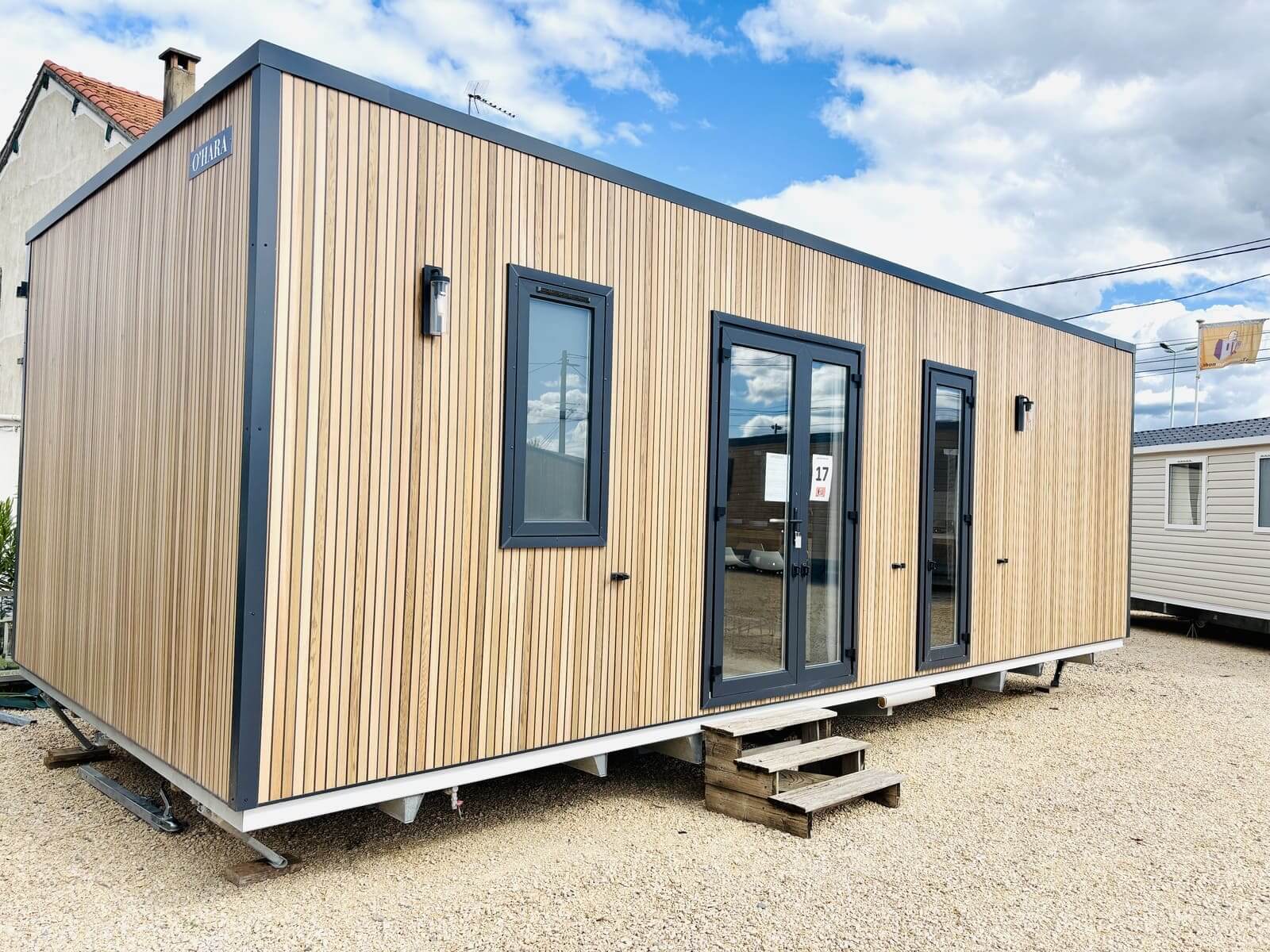 Mobil-Home Neuf O’HARA 884 Toit 1 Pente Bardage Petits Tasseaux